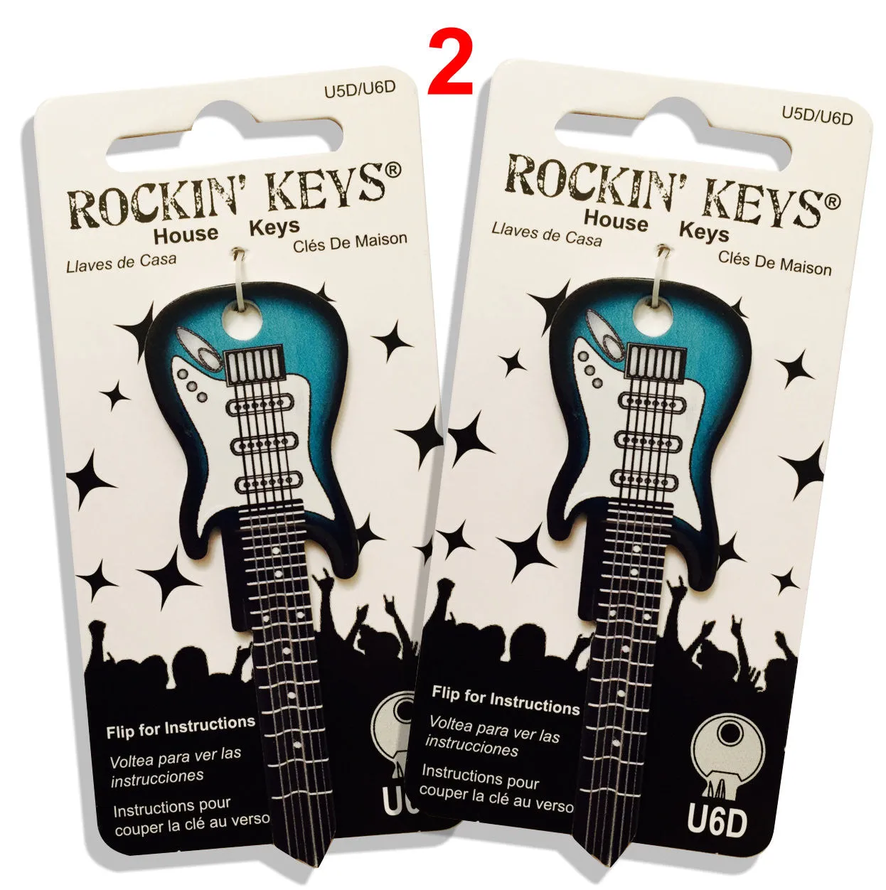 2 Surf Green Electric Guitar Shaped Rockin' Keys