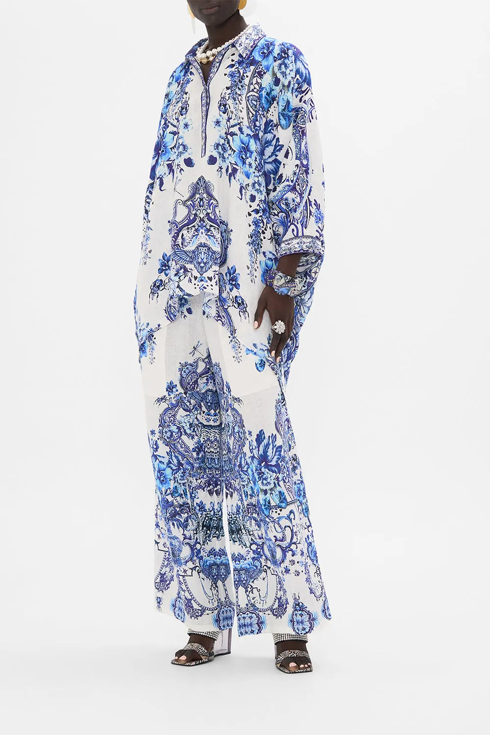 BUTTON UP TOP WITH DRAPED BACK GLAZE AND GRAZE