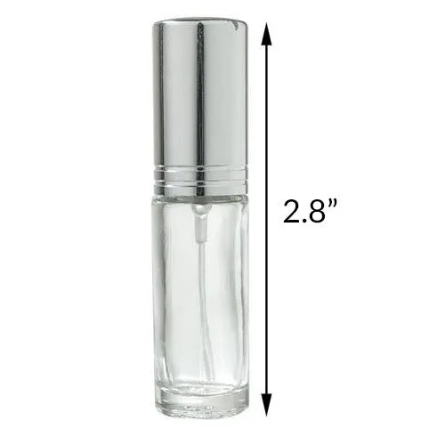 Clear Glass Vial Bottle with Silver Fine Mist Spray - .15 oz / 5 ml