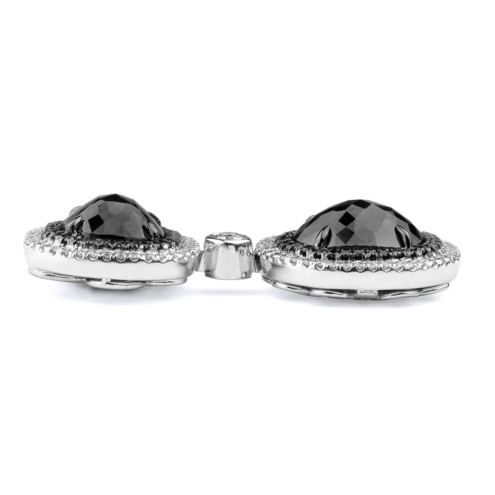 Double Drop Cushion Black Diamond Earrings