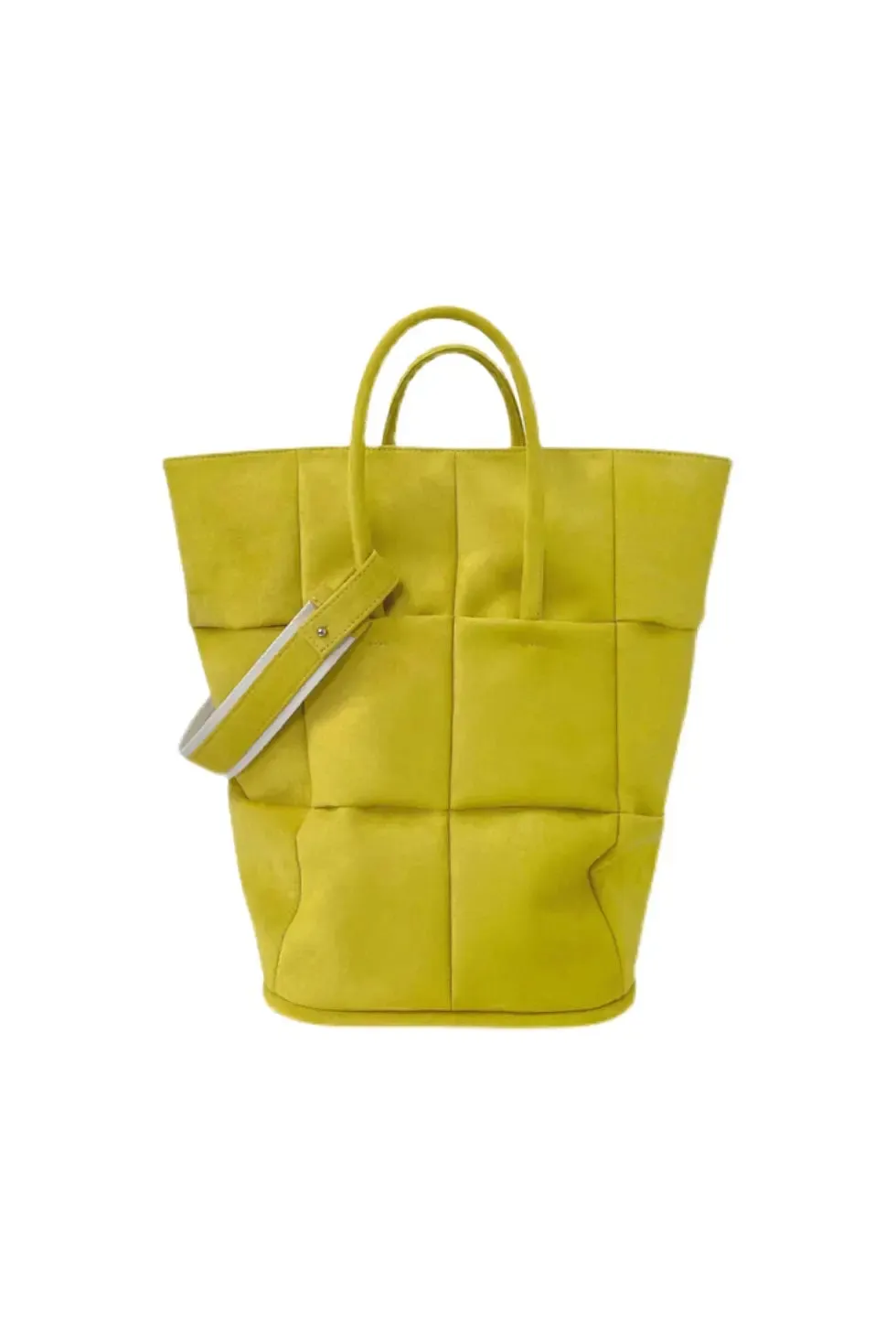 Matte Plaid Shoulder Bucket Tote Bag