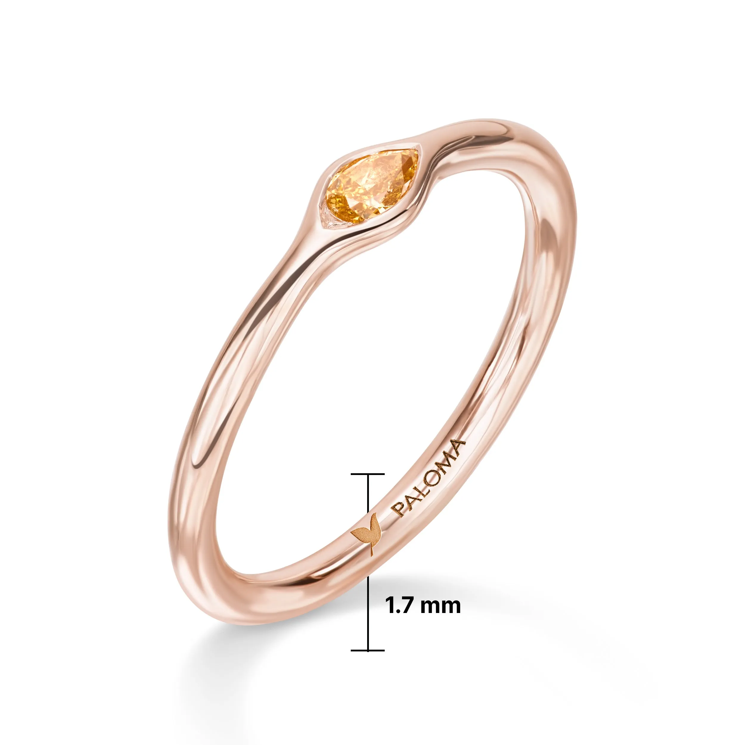Orange Diamond Evil Eye Stack Ring