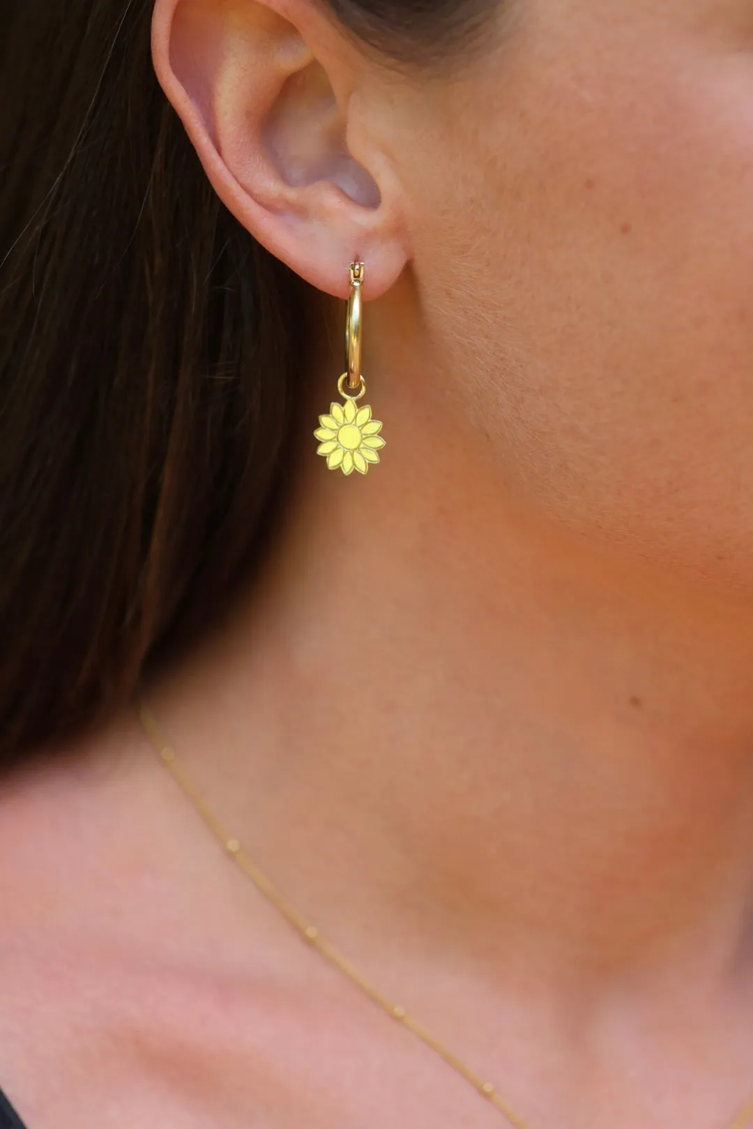 Sunflower Gold Hoop Earrings