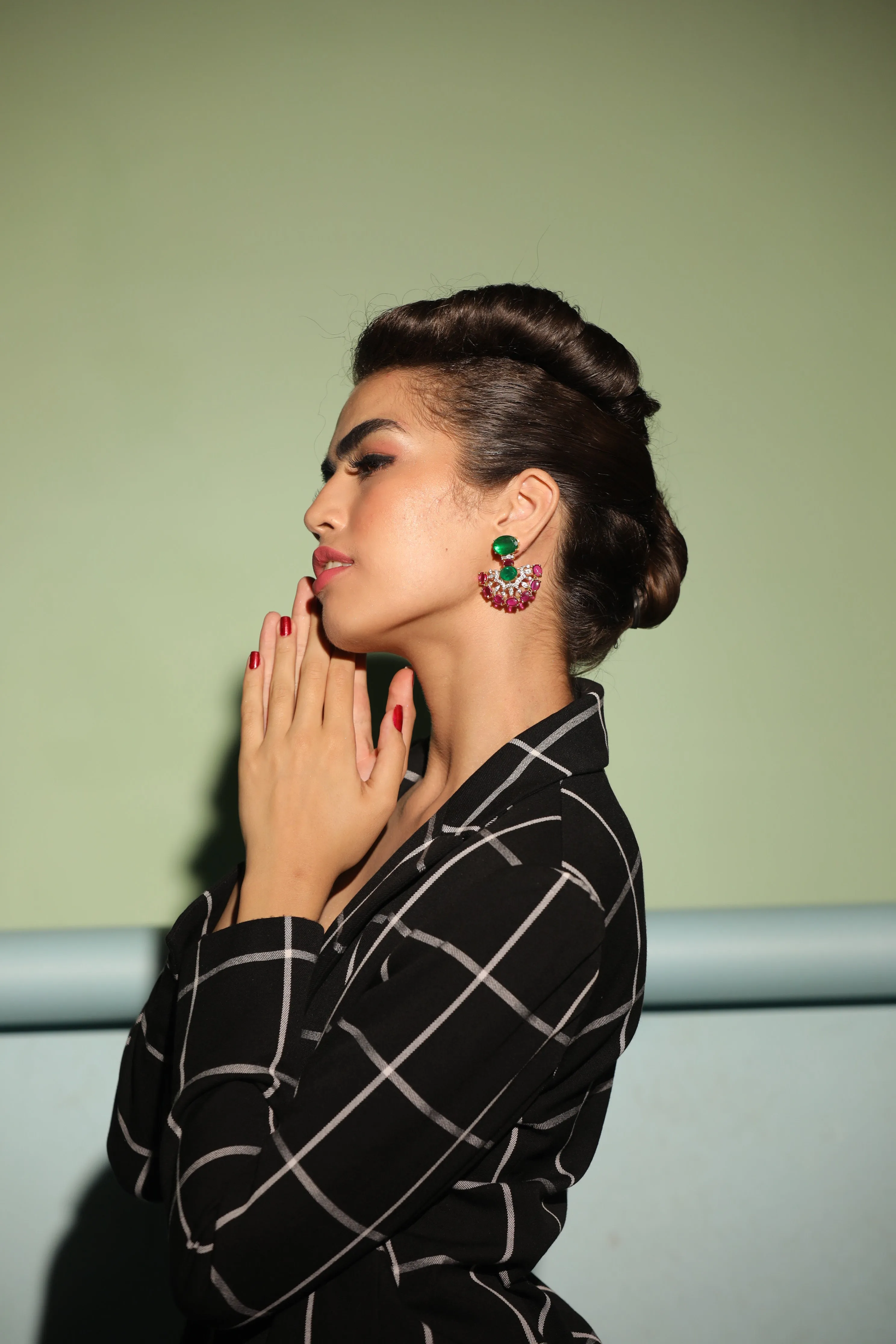 Unique Emerald and Pink Stone Swarovski Earrings | Buy Jewelry Online